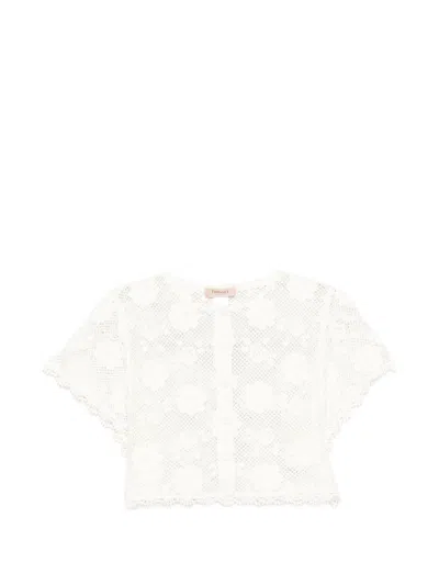 Twinset White Crochet-effect Top In White