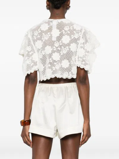 Twinset White Crochet-effect Top In White