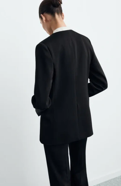 Mango Double Breasted Suit Jacket In Black