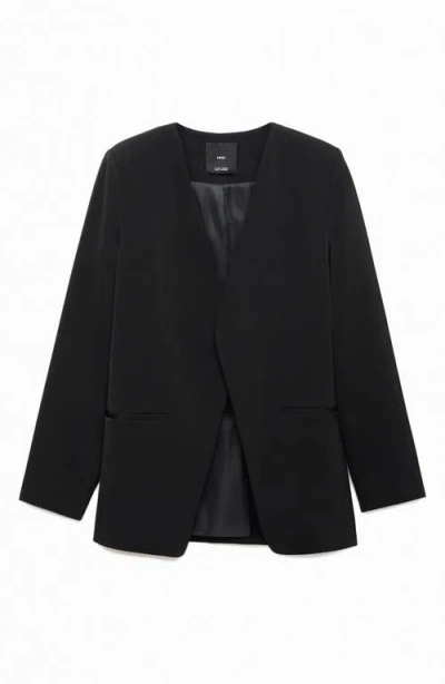 Mango Double Breasted Suit Jacket In Black