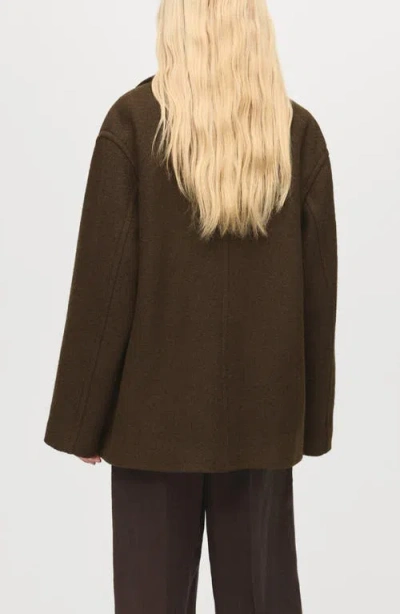 Mango Oversize Wool Blend Coat In Brown