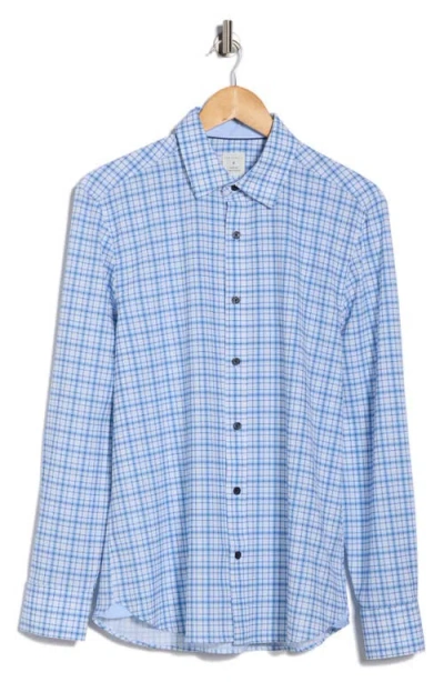 Construct Slim Fit Plaid Stretch Button-up Shirt In Blue
