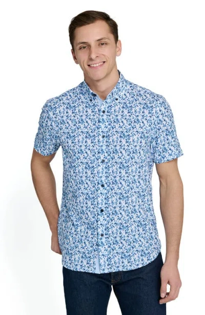 Construct Slim Fit 4-way Stretch Short Sleeve Button-up Performance Shirt In Multi