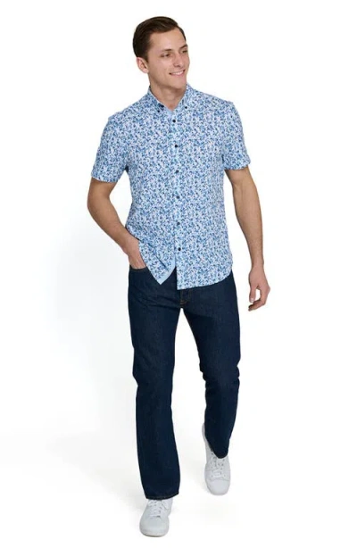 Construct Slim Fit 4-way Stretch Short Sleeve Button-up Performance Shirt In Multi