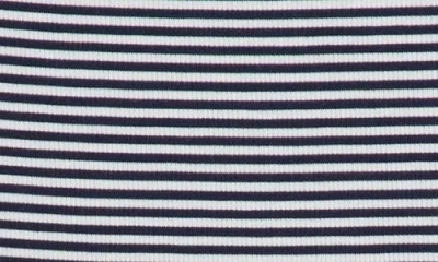 Max Studio Stripe Rib Ruched T-shirt In Blue