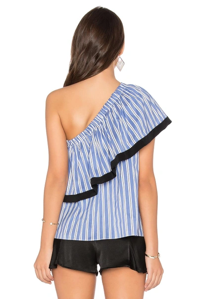 Shop Milly One Shoulder Top In Blue