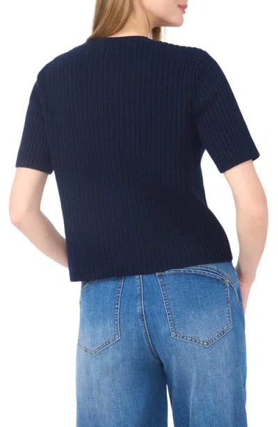 Halogen ® Short Sleeve Button-up Sweater In Blue