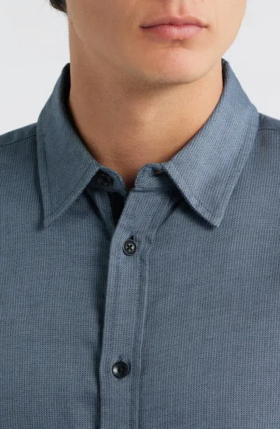 Rag & Bone Tomlin Stretch Dobby Button Front Shirt In Blue
