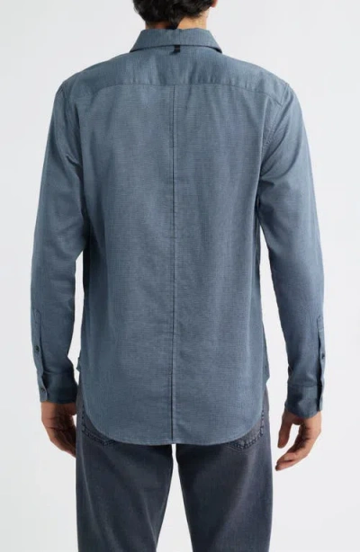 Rag & Bone Tomlin Stretch Dobby Button Front Shirt In Blue