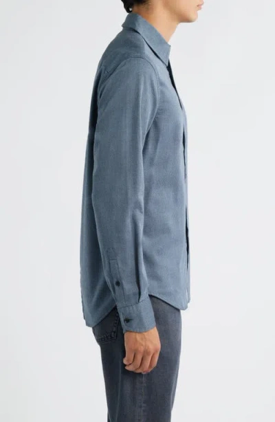 Rag & Bone Tomlin Stretch Dobby Button Front Shirt In Blue