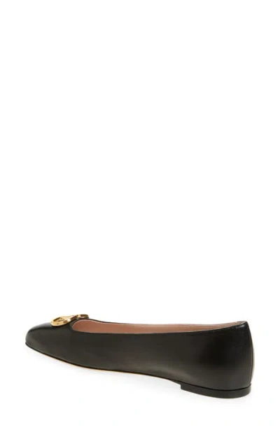Valentino Garavani Black V Logo Signature Ballerina Flats In Nappa Leather In Multi