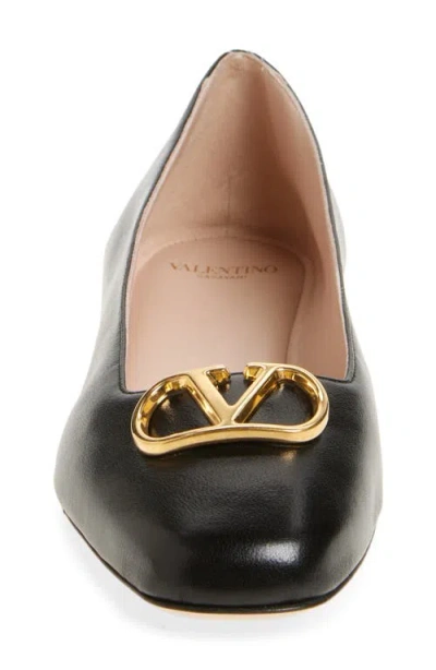 Valentino Garavani Black V Logo Signature Ballerina Flats In Nappa Leather In Multi