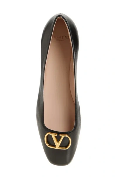 Valentino Garavani Black V Logo Signature Ballerina Flats In Nappa Leather In Multi