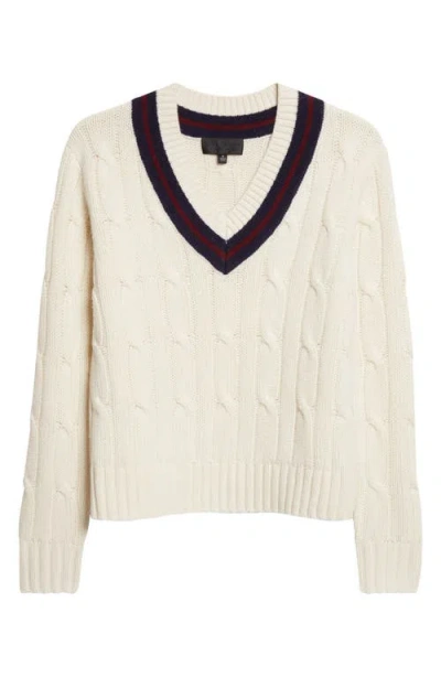 Nili Lotan Fabiana Striped Cable-knit Wool Sweater In White