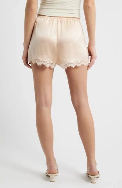 Doen Iona Lace-trimmed Silk-satin Shorts In Neutral