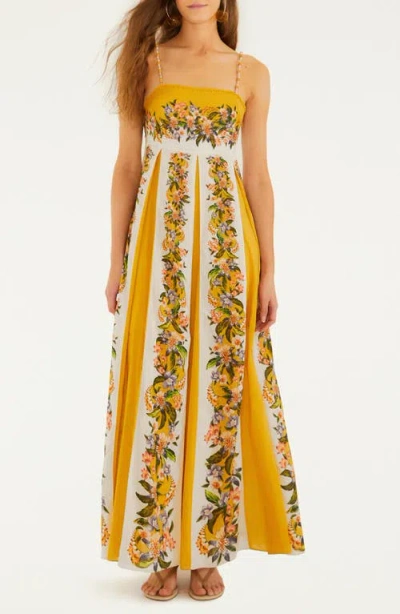 Farm Rio Sand Hilo Stripes Maxi Dresses Yellow In Multi