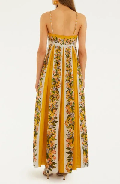 Farm Rio Sand Hilo Stripes Maxi Dresses Yellow In Multi