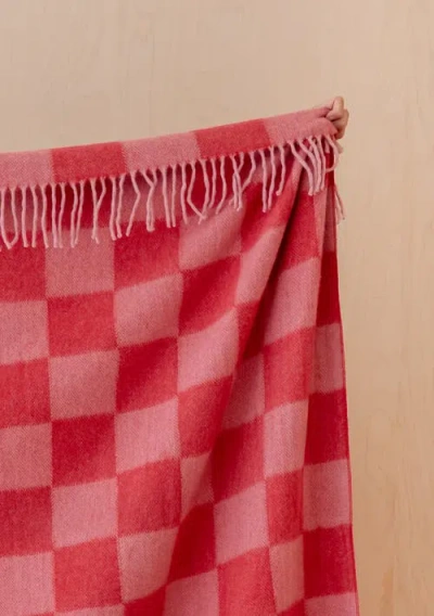 Tbco Recycled Wool Checkered Throw Blanket In Pink
