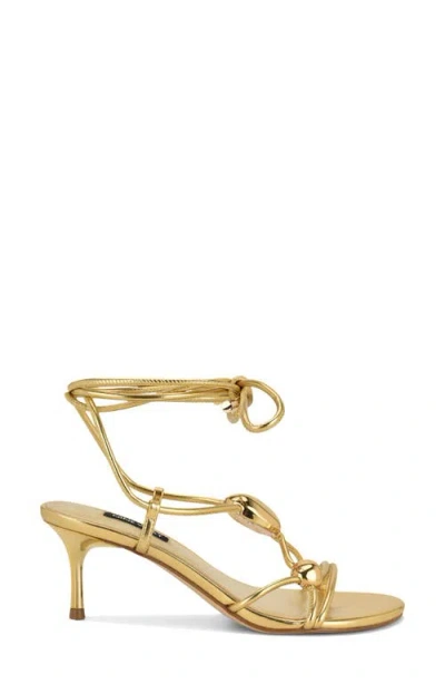 Nine West Greska Ankle Wrap Sandal In Gold