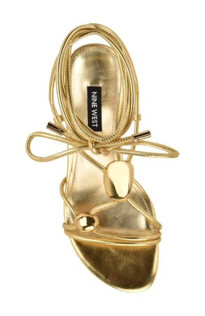 Nine West Greska Ankle Wrap Sandal In Gold