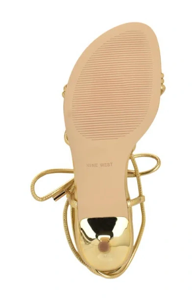 Nine West Greska Ankle Wrap Sandal In Gold