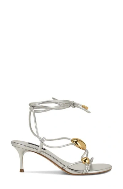 Nine West Greska Ankle Wrap Sandal In Silver