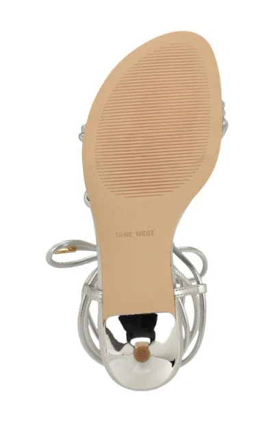 Nine West Greska Ankle Wrap Sandal In Silver
