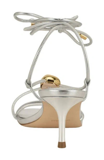 Nine West Greska Ankle Wrap Sandal In Silver