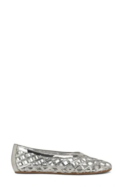 Nine West Dippy Woven Flat In Silver
