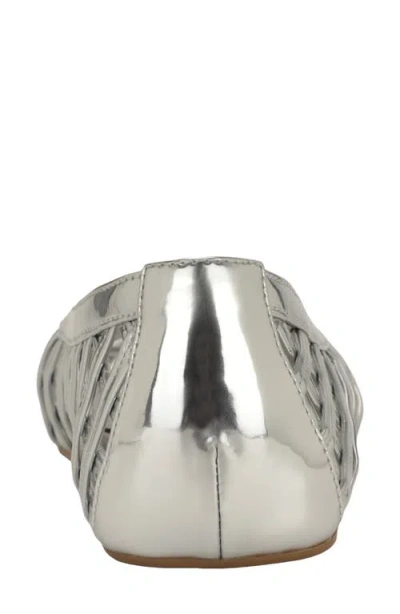 Nine West Dippy Woven Flat In Silver