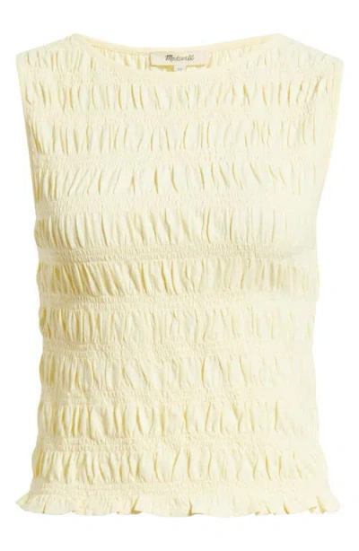 Madewell Sachi Smocked Tank Sheer Pineapple In Yellow