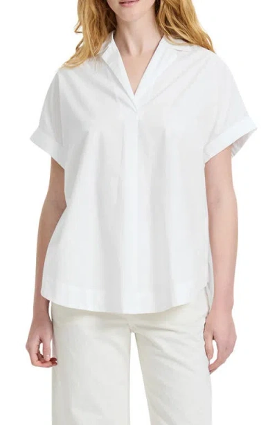 French Connection Poplin Collar Short Sleeve Pullover Top In White