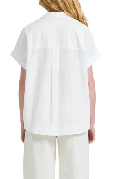 French Connection Poplin Collar Short Sleeve Pullover Top In White