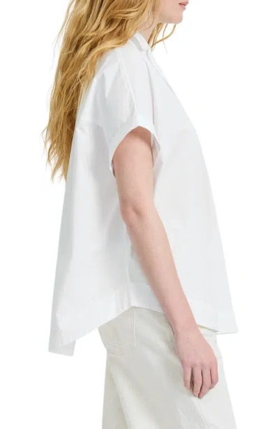 French Connection Poplin Collar Short Sleeve Pullover Top In White