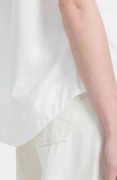 French Connection Poplin Collar Short Sleeve Pullover Top In White