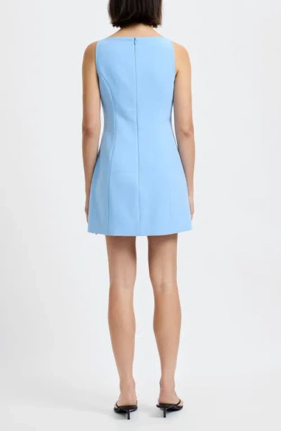 French Connection Azra Twill Square Neck Mini Dress In Blue