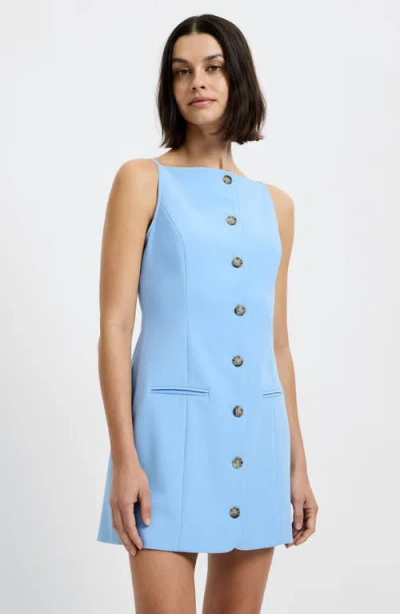 French Connection Azra Twill Square Neck Mini Dress In Blue