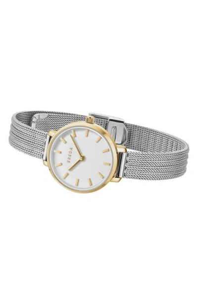 Breda Beverly Mesh Strap Watch, 25mm In Silver