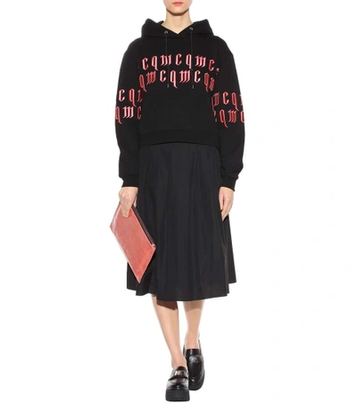 Shop Mcq By Alexander Mcqueen Mcq Repeat Embroidered Cotton Hoodie In Llack Llossom
