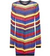 Balmain Chevron-striped Knitted Mini Dress In Multicolore