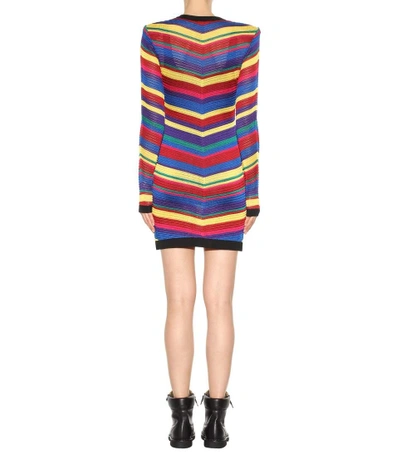 Shop Balmain Chevron Dress In Multicolore