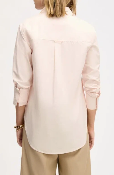 Sam Edelman Side Button Cotton Poplin Button-up Shirt In Gray