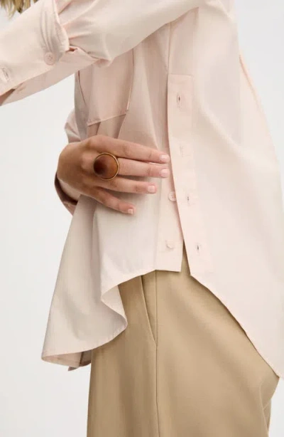 Sam Edelman Side Button Cotton Poplin Button-up Shirt In Gray