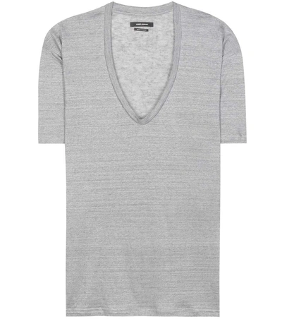 Isabel Marant Maree Linen T-shirt In Light Grey