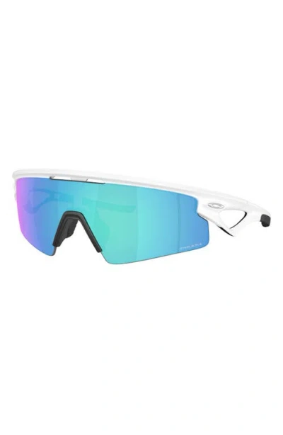 Oakley Sphaera Strike Rectangular Shield Sunglasses In White