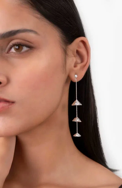 Naveda Rani Hammered Linear Drop Earrings In Silver