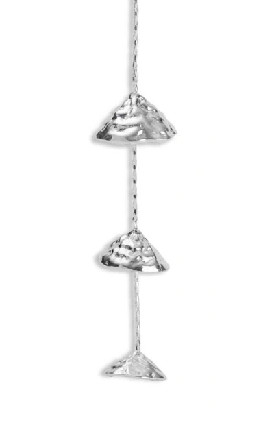 Naveda Rani Hammered Linear Drop Earrings In Silver