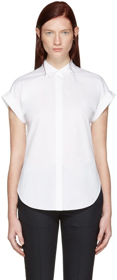 Rag & Bone Ara Short-sleeve Poplin Tie-back Blouse, White In Bright White