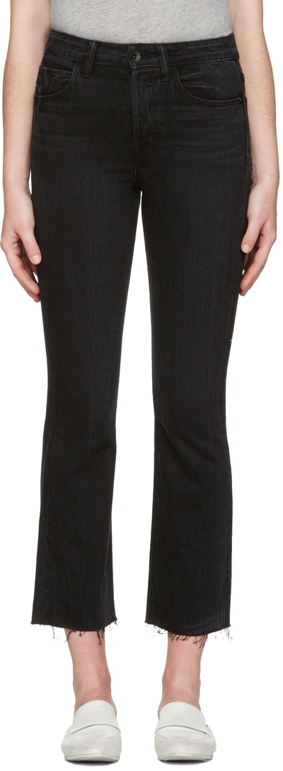 Helmut Lang Black High Rise Crop Raw Jeans