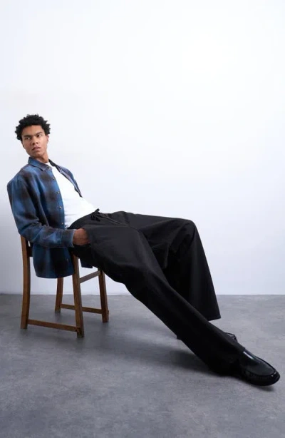 Topman Herringbone Pants In Black
